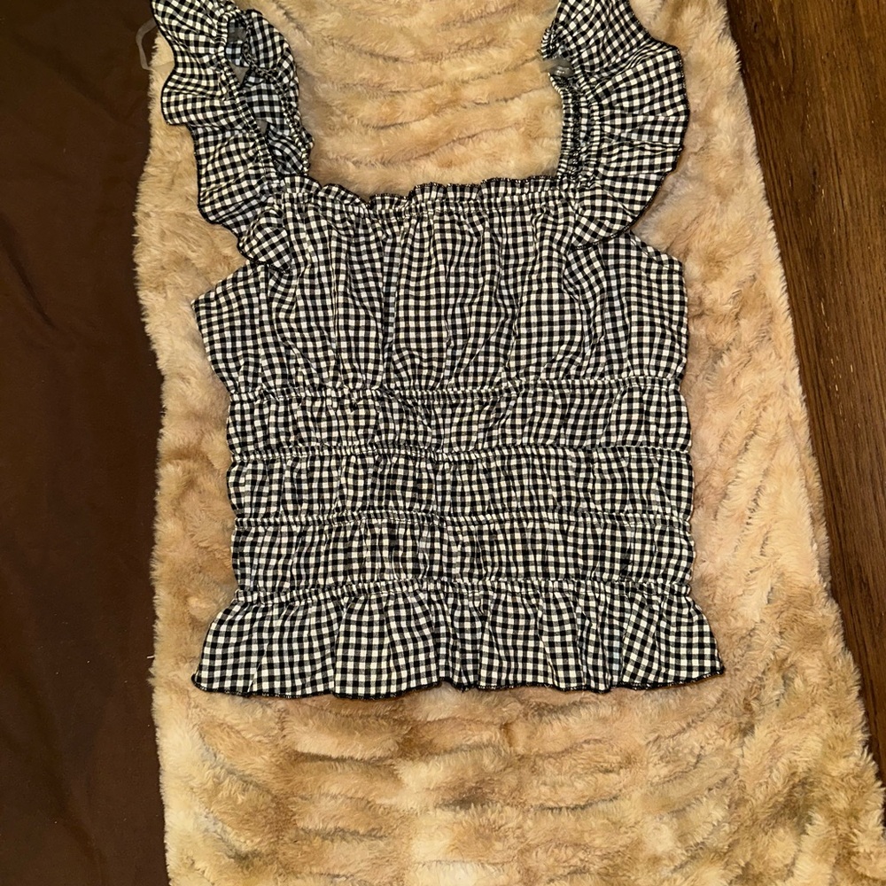 Black and White Gingham Crop Top